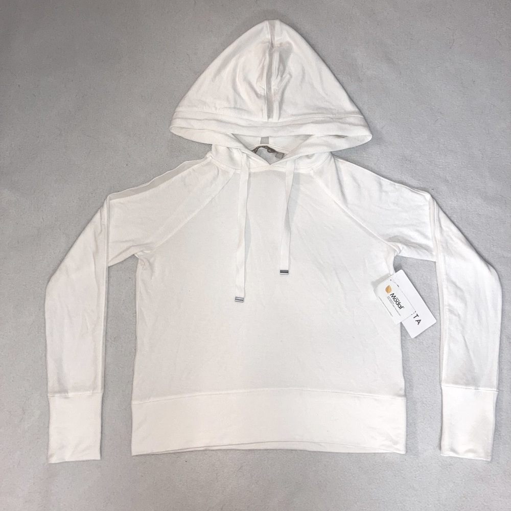 White cropped athletic hoodie